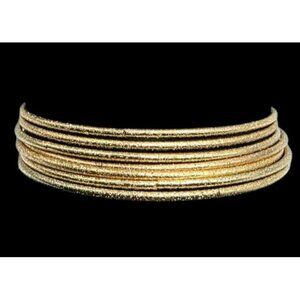 Macy's Gold-Tone Bangle Bracelet Set Of 7 Thin Lightweight Textured Metal Skinny